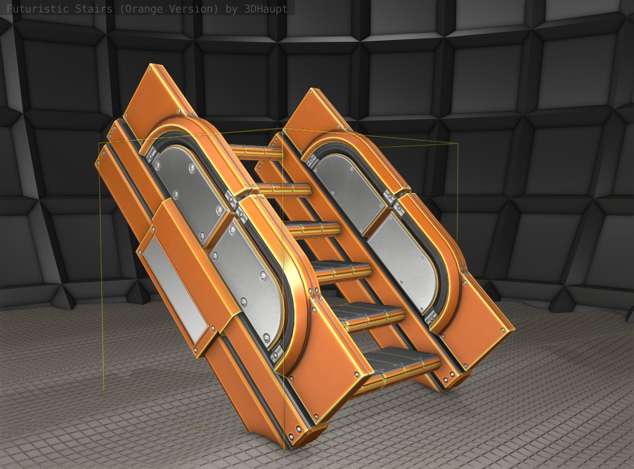 Sci-Fi Stairs - 23 - Orange Version Low-poly 3D model_3