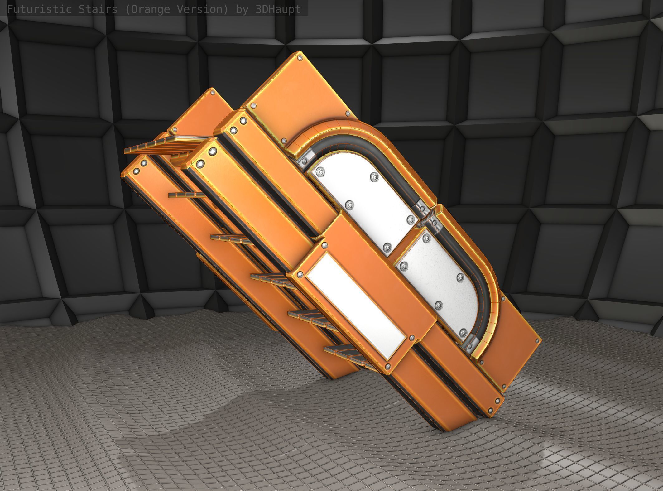 Sci-Fi Stairs - 23 - Orange Version Low-poly 3D model_13