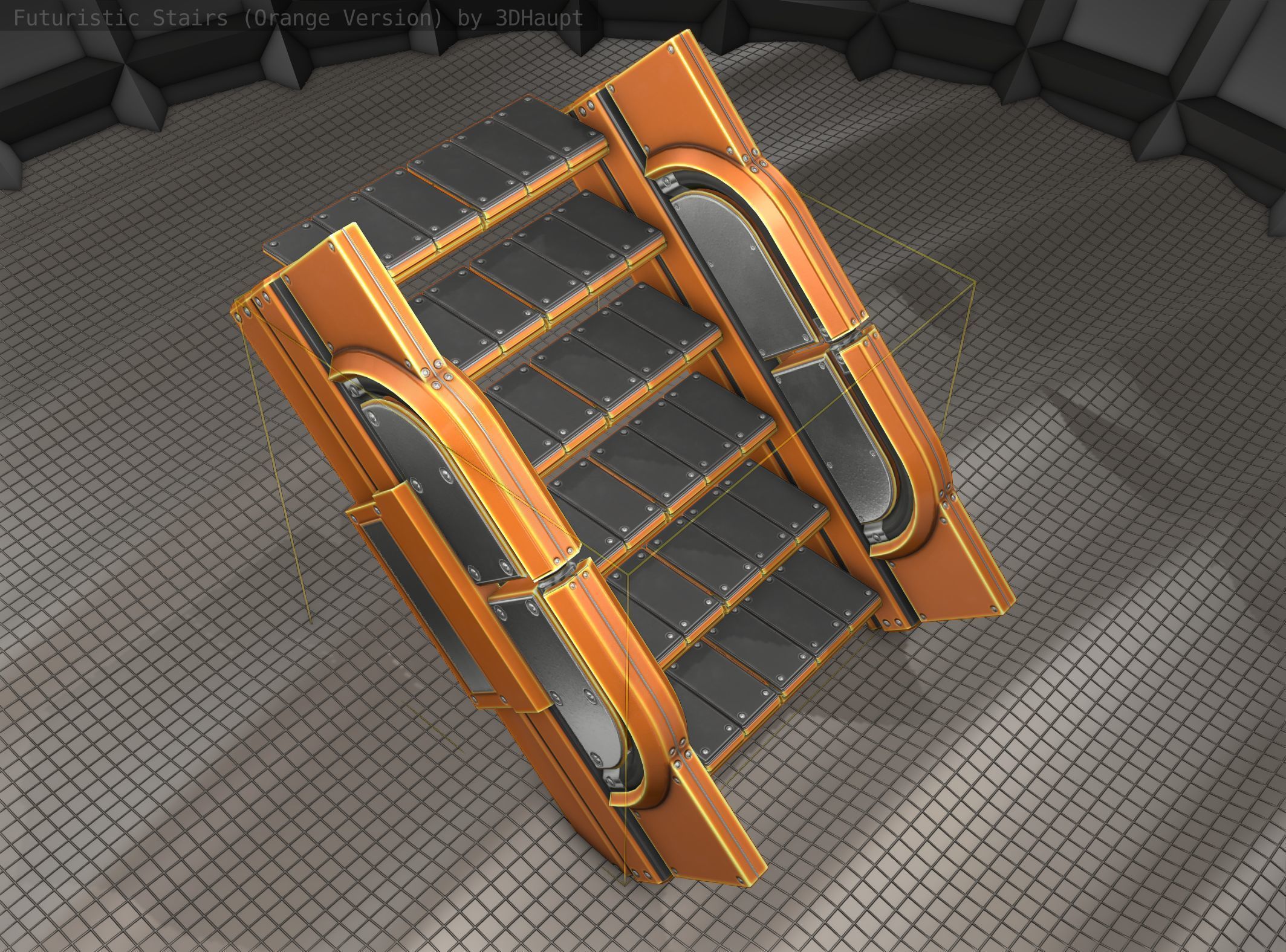 Sci-Fi Stairs - 23 - Orange Version Low-poly 3D model_19