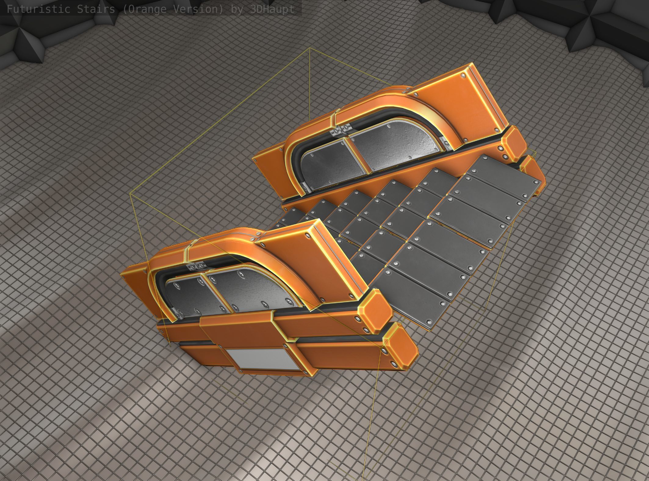 Sci-Fi Stairs - 23 - Orange Version Low-poly 3D model_17