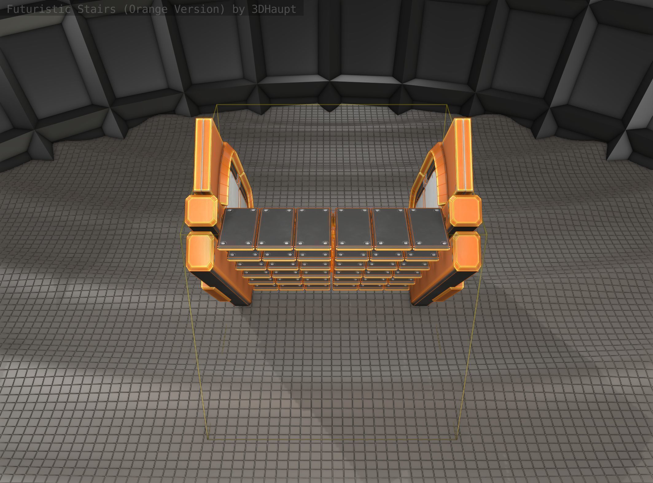 Sci-Fi Stairs - 23 - Orange Version Low-poly 3D model_6