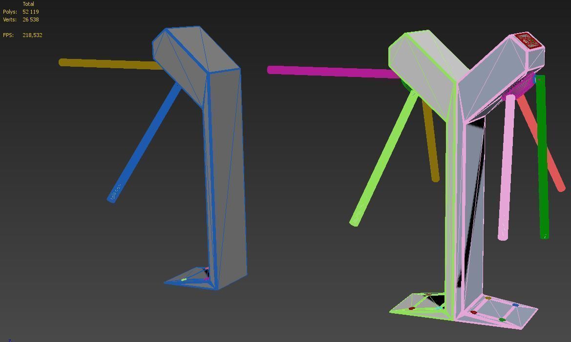 Turnstile tripod Trilock set  3D model_12