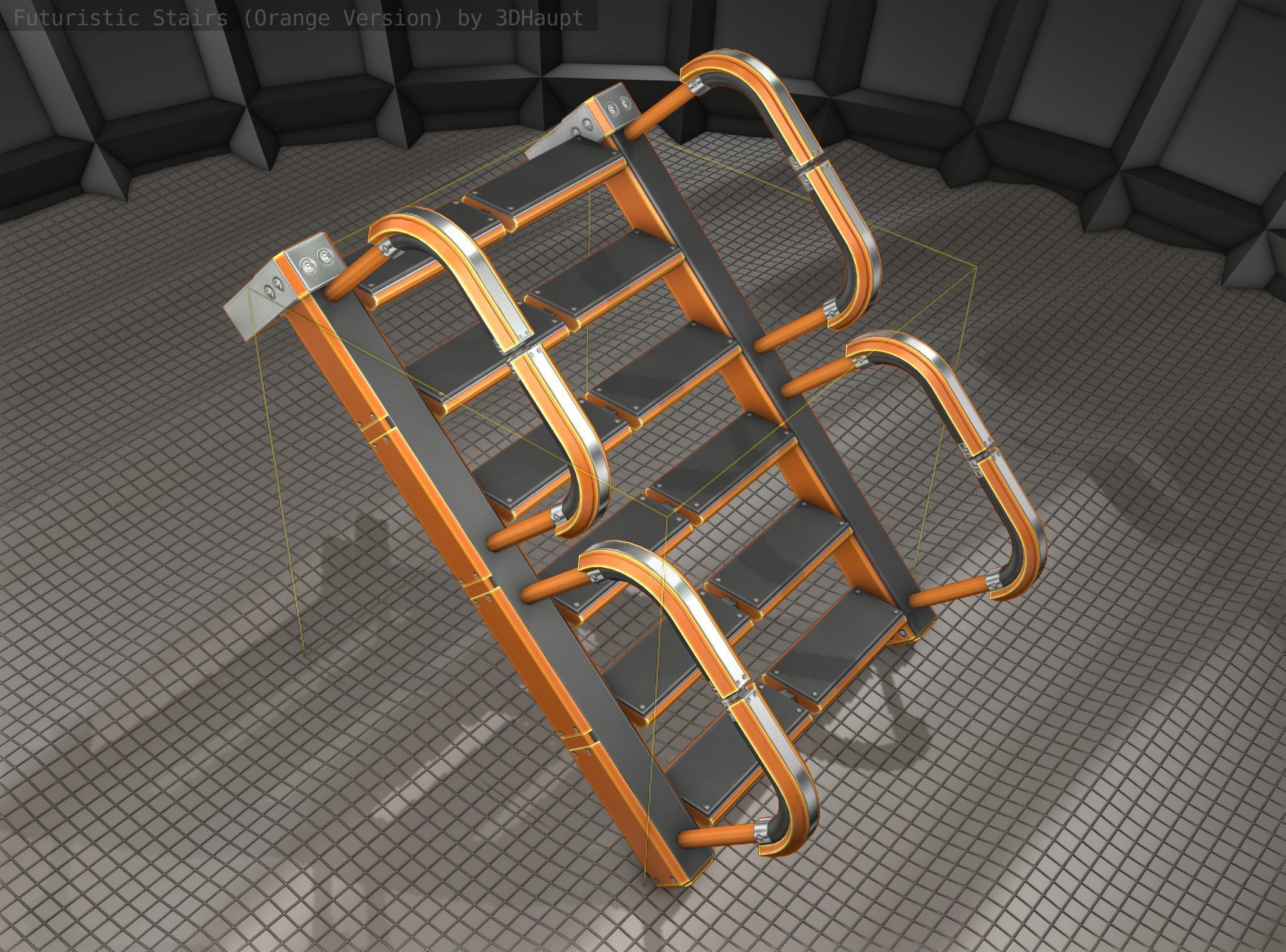 Sci-Fi Stairs - 26- Orange Version Low-poly 3D model_20