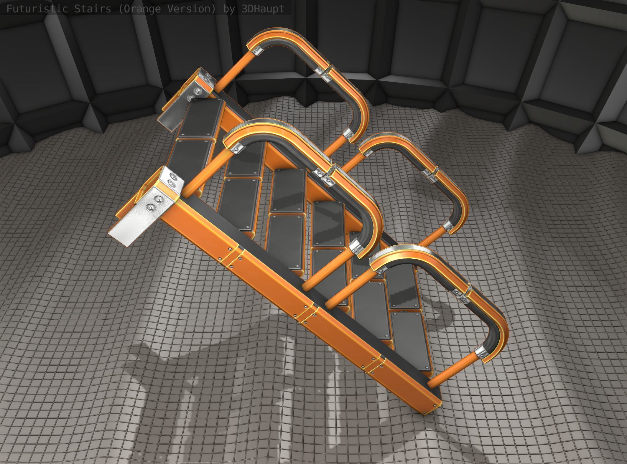 Sci-Fi Stairs - 26- Orange Version Low-poly 3D model_5