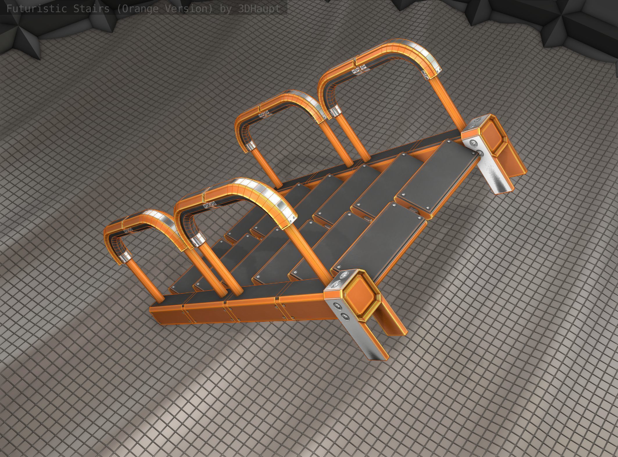 Sci-Fi Stairs - 26- Orange Version Low-poly 3D model_17