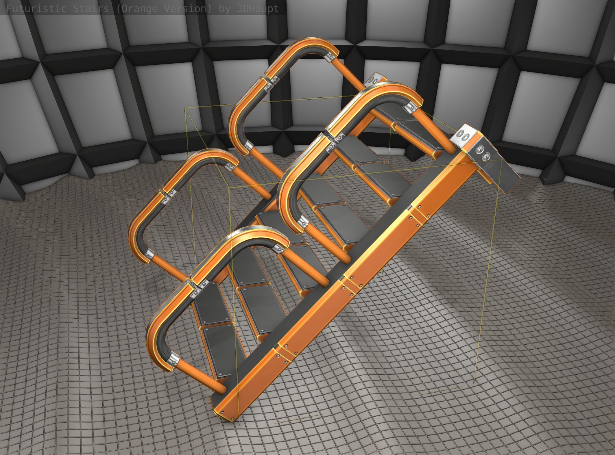 Sci-Fi Stairs - 26- Orange Version Low-poly 3D model_24