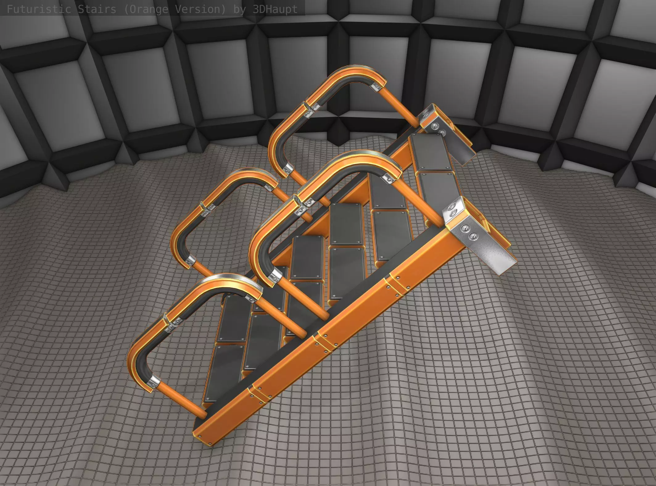 Sci-Fi Stairs - 26- Orange Version Low-poly 3D model_0