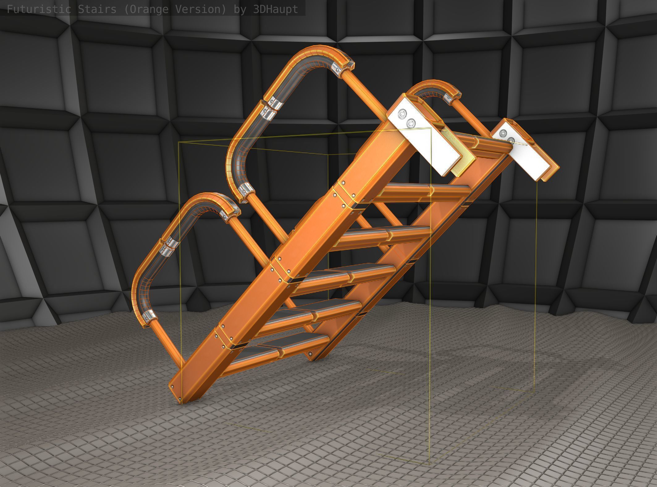 Sci-Fi Stairs - 26- Orange Version Low-poly 3D model_10