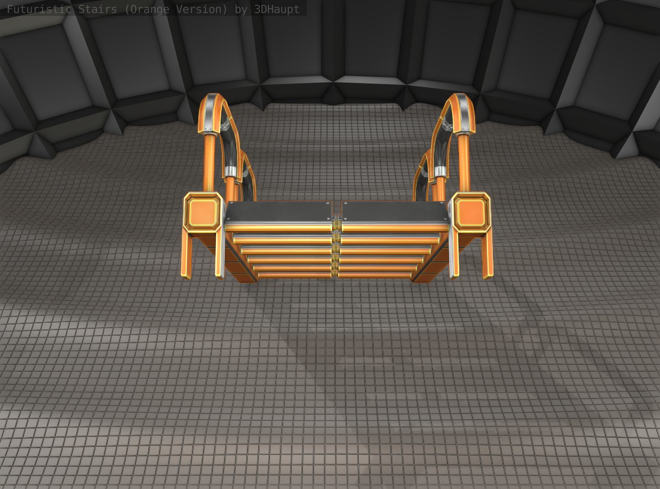 Sci-Fi Stairs - 26- Orange Version Low-poly 3D model_3