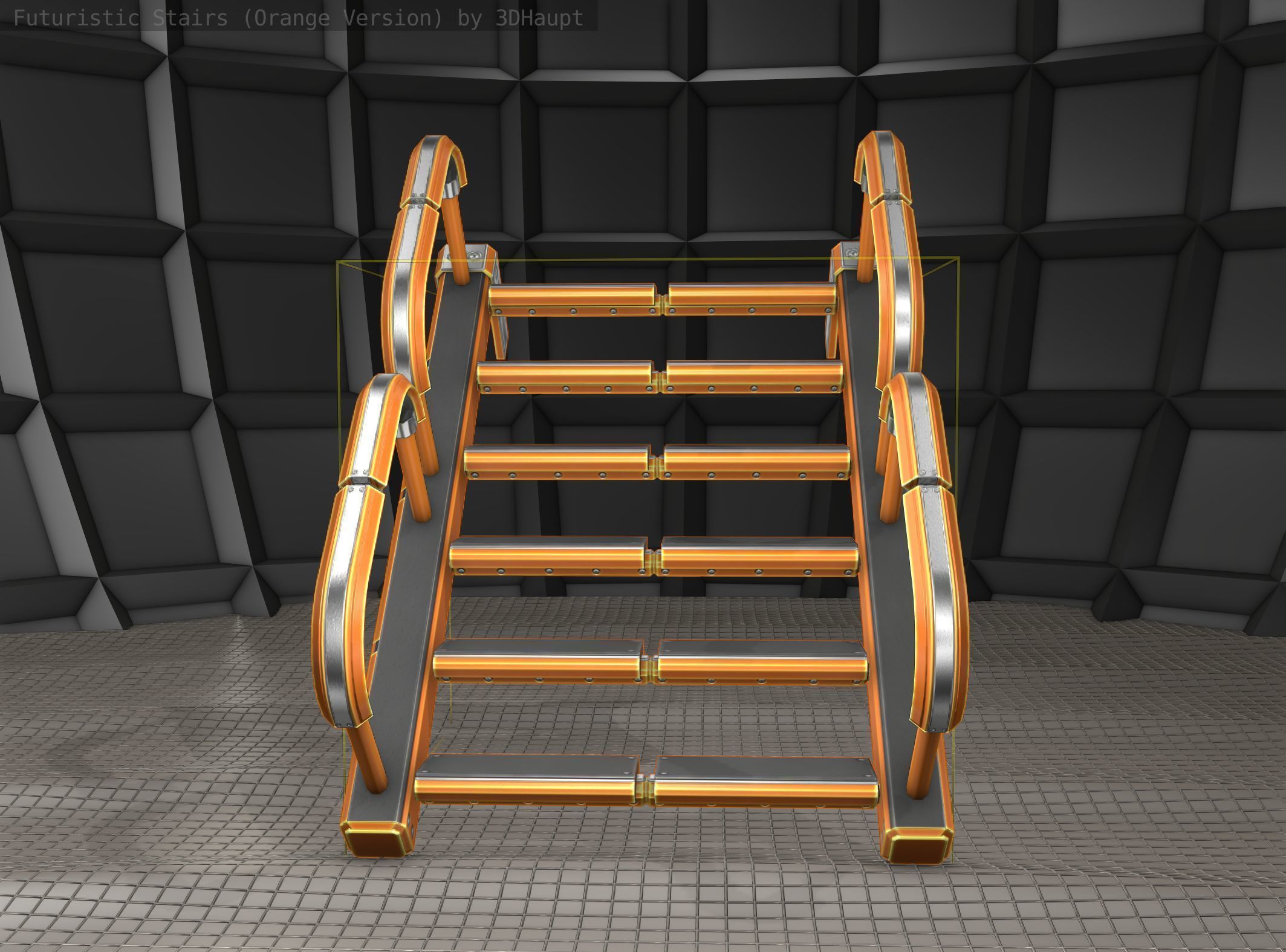Sci-Fi Stairs - 26- Orange Version Low-poly 3D model_14