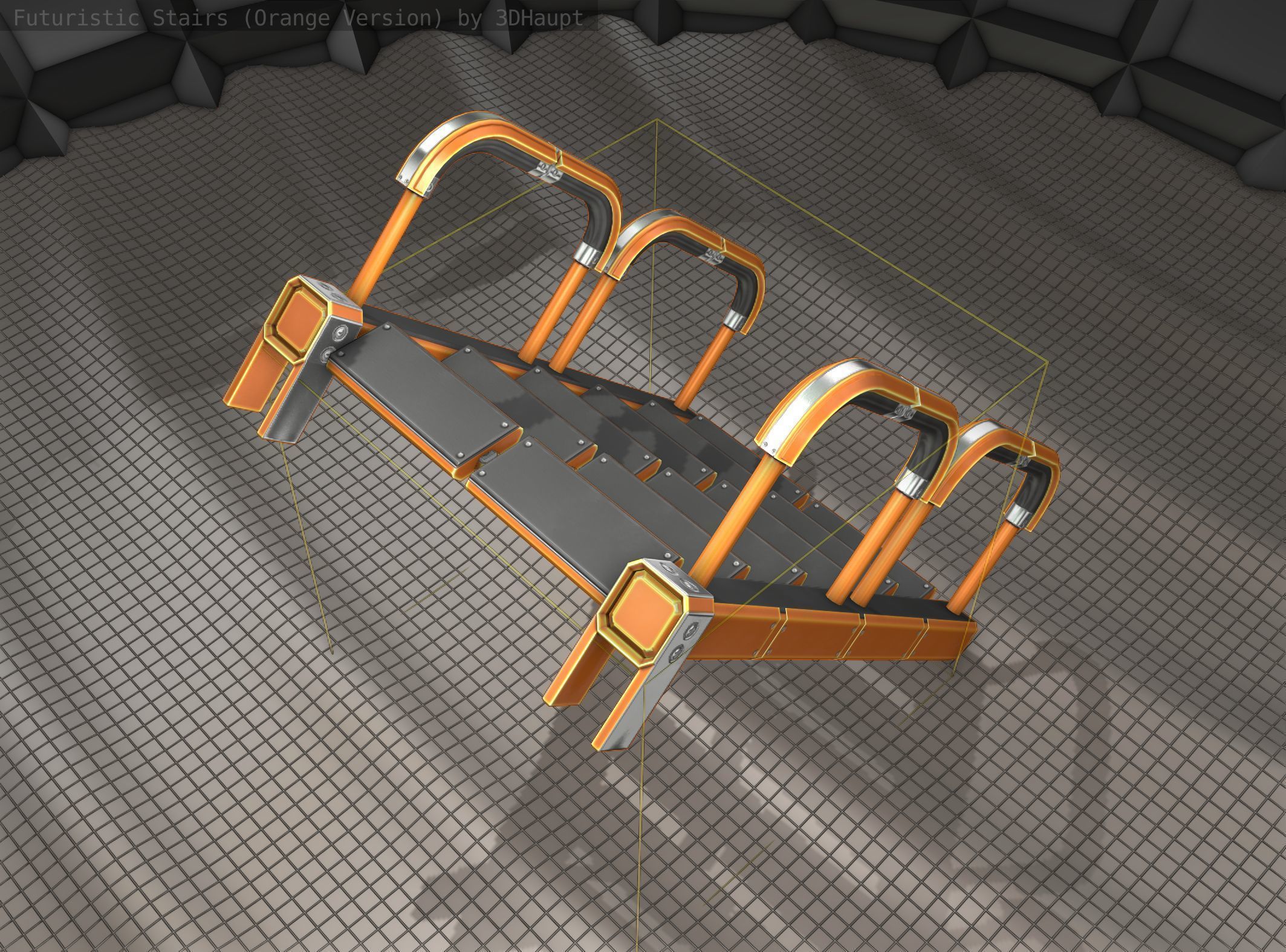 Sci-Fi Stairs - 26- Orange Version Low-poly 3D model_18