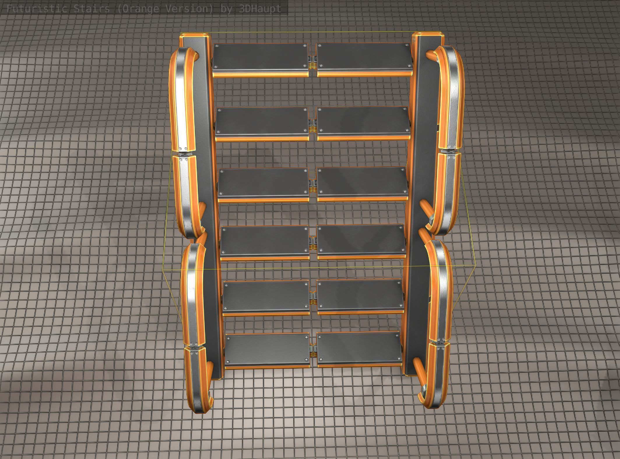 Sci-Fi Stairs - 27- Orange Version Low-poly 3D model_15