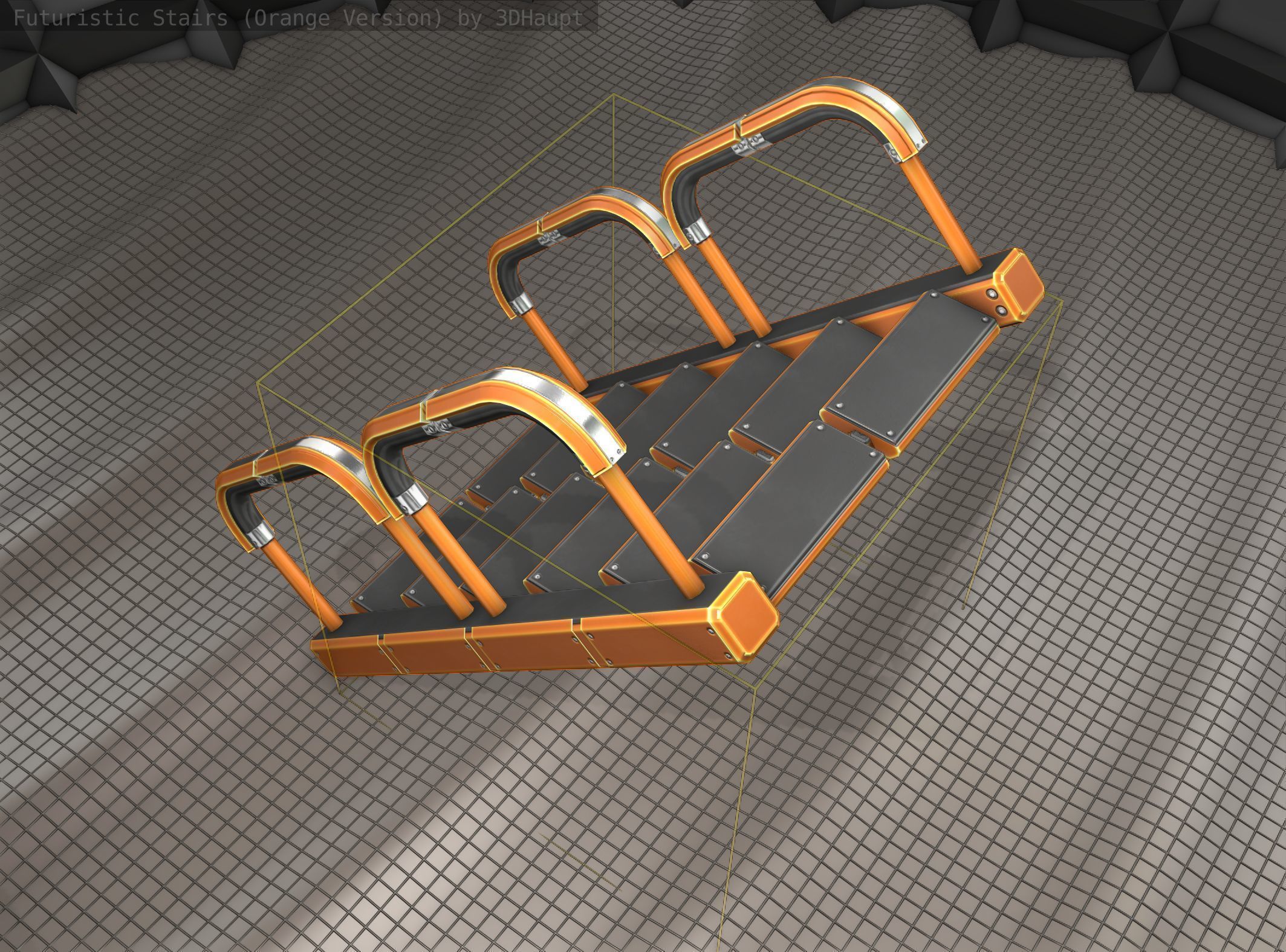 Sci-Fi Stairs - 27- Orange Version Low-poly 3D model_17