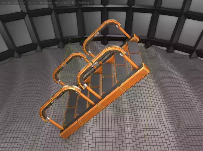 Sci-Fi Stairs - 27- Orange Version Low-poly 3D model