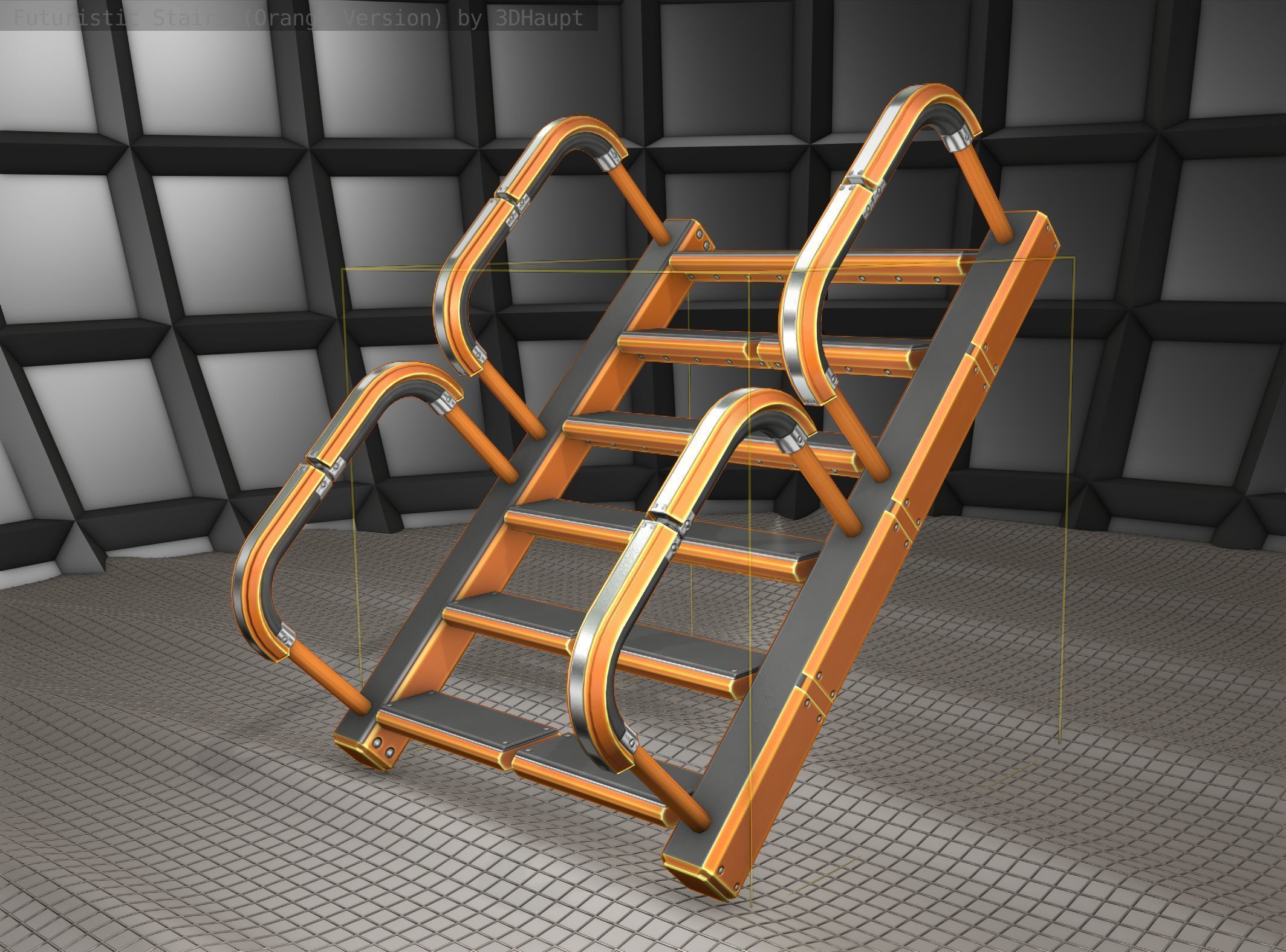 Sci-Fi Stairs - 27- Orange Version Low-poly 3D model_23