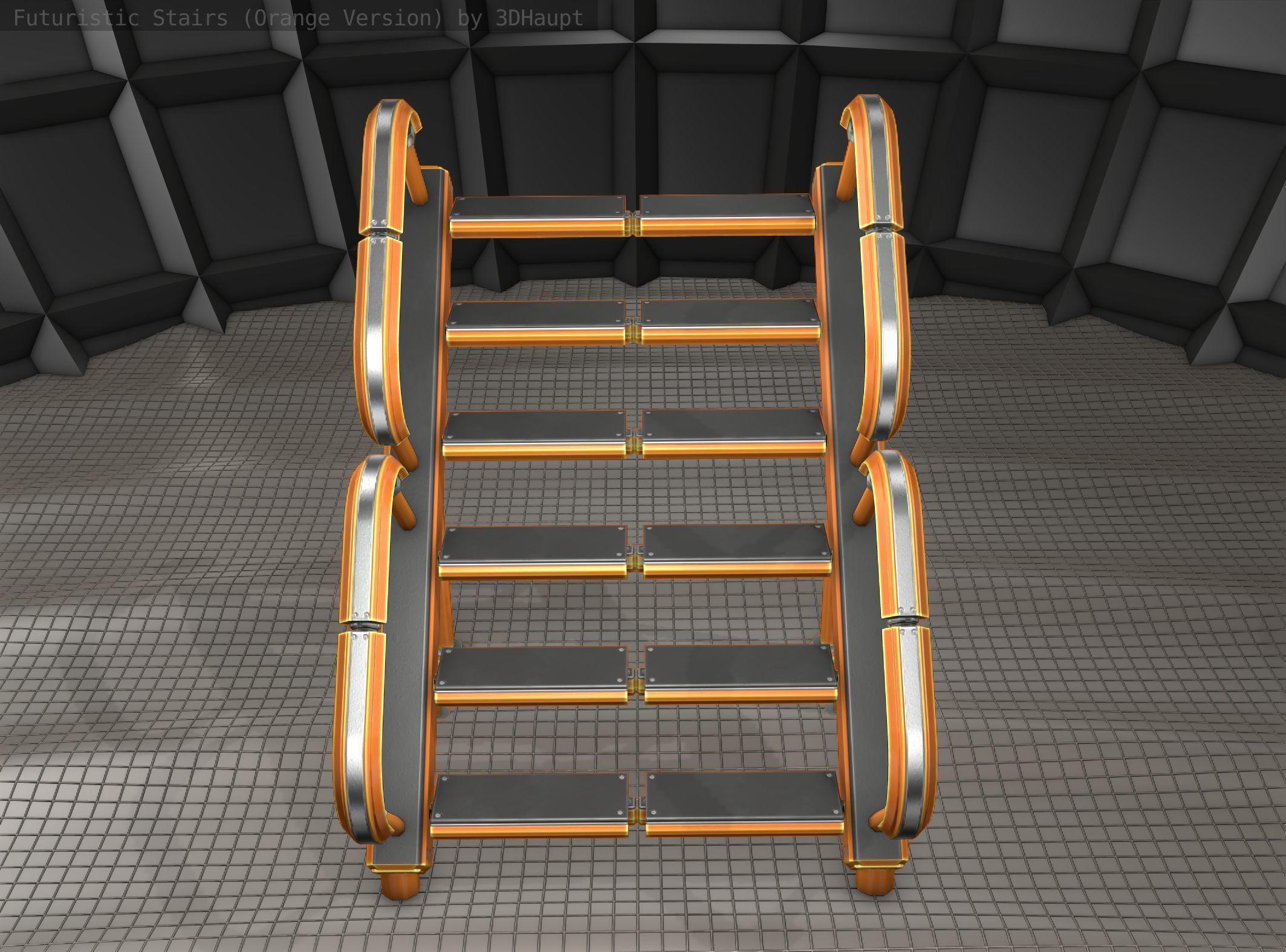 Sci-Fi Stairs - 28- Orange Version Low-poly 3D model_8