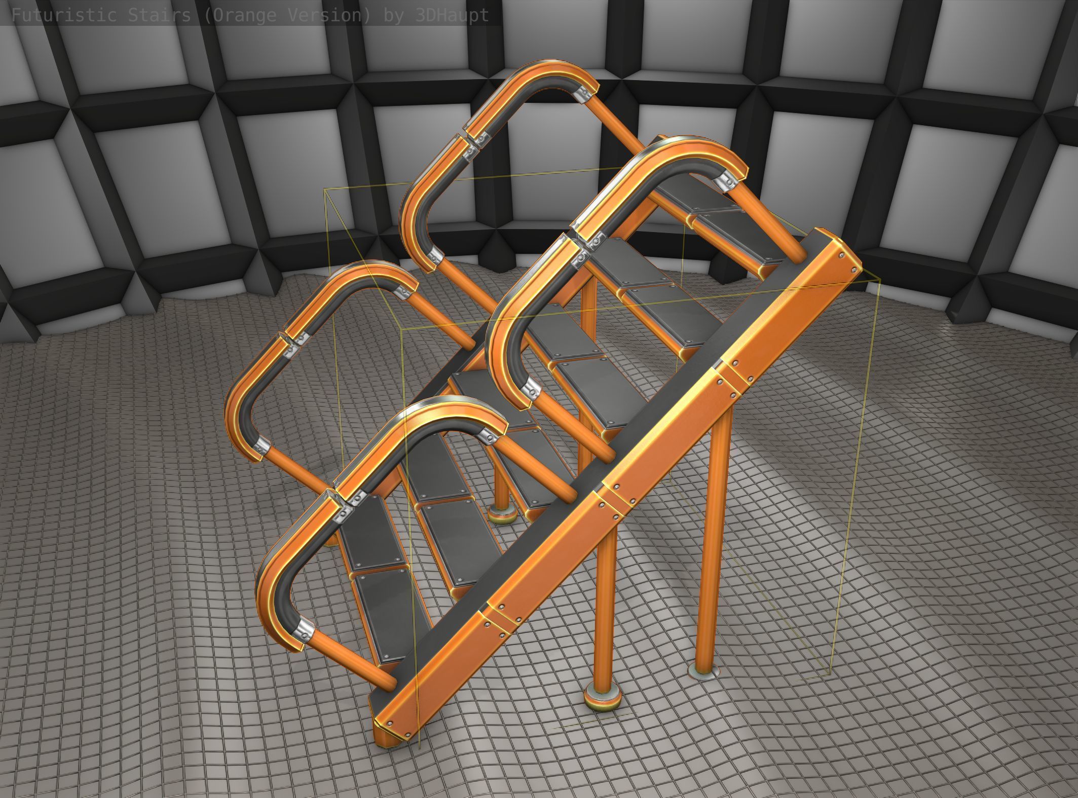 Sci-Fi Stairs - 28- Orange Version Low-poly 3D model_24