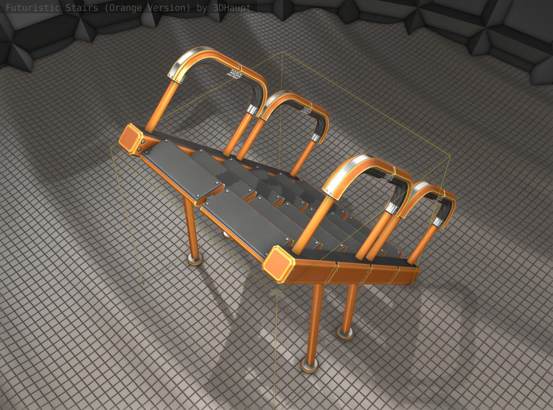 Sci-Fi Stairs - 28- Orange Version Low-poly 3D model_18