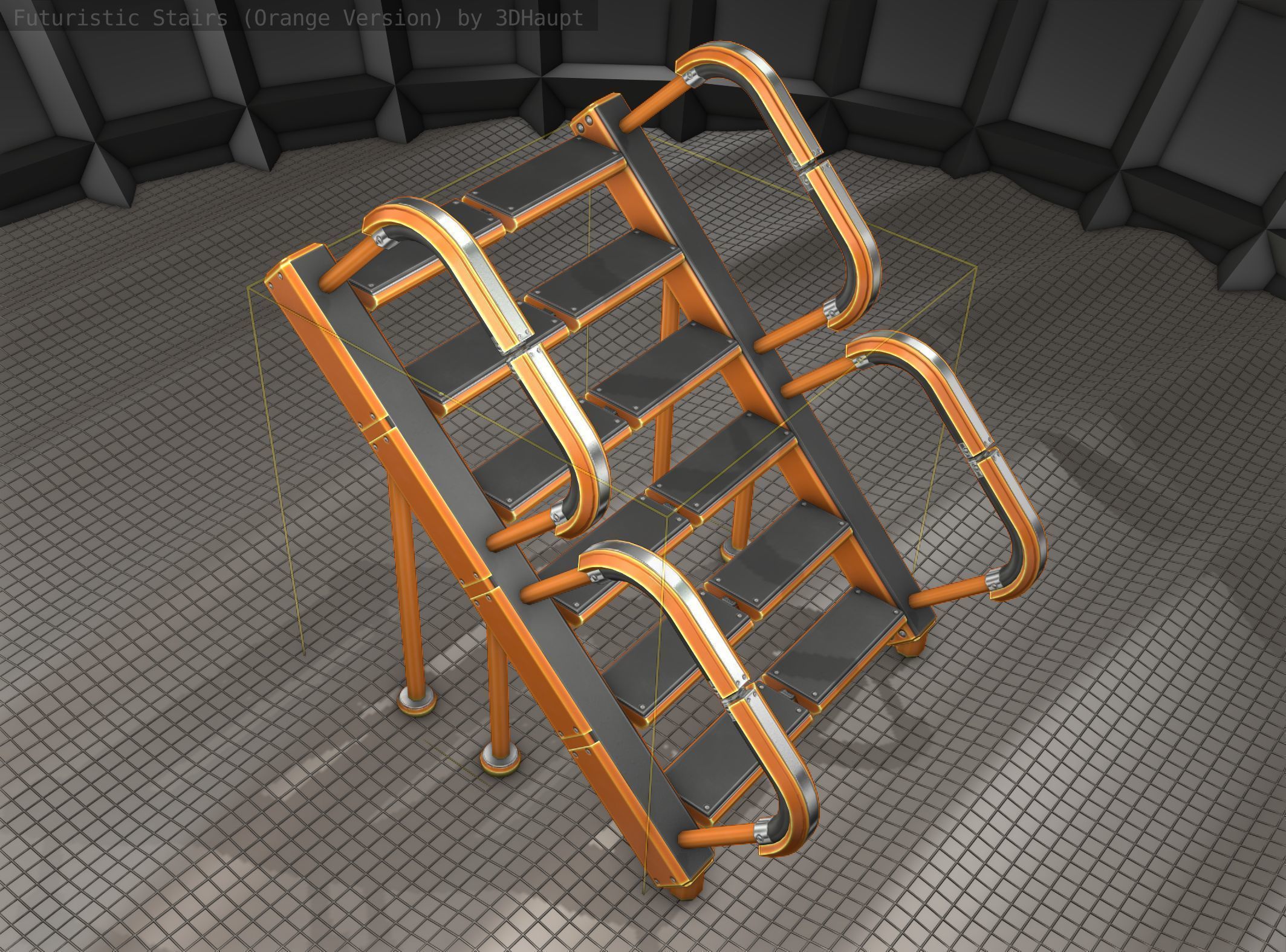 Sci-Fi Stairs - 28- Orange Version Low-poly 3D model_20