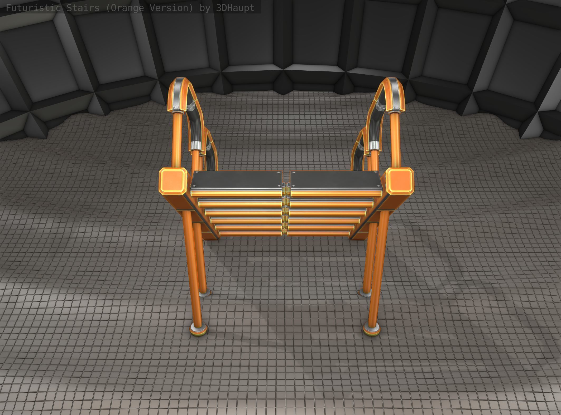 Sci-Fi Stairs - 28- Orange Version Low-poly 3D model_4