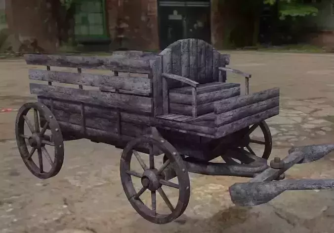 Medieval Horse Cart - Carriage Low-poly 3D model