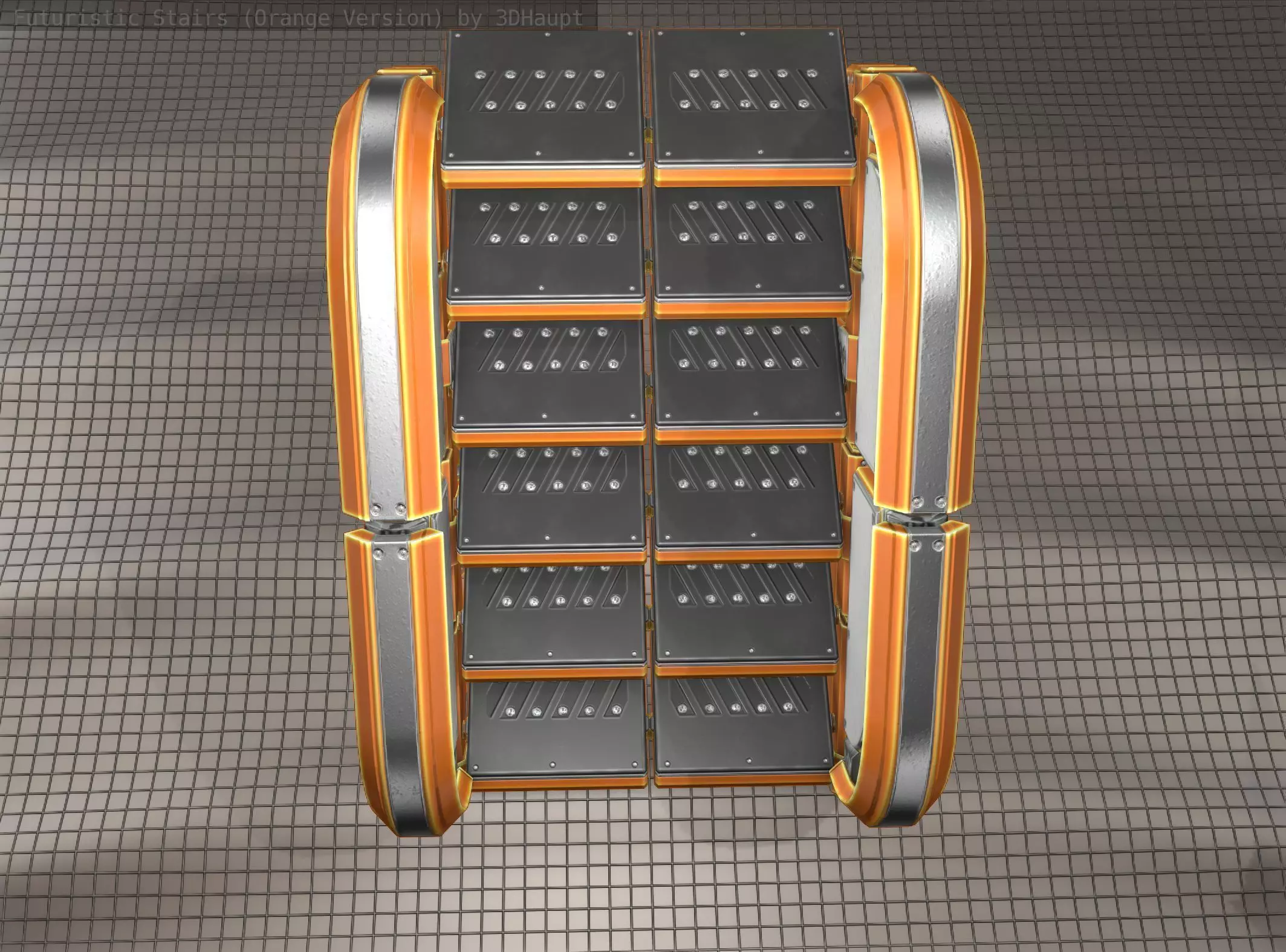 Sci-Fi Stairs - 32- Orange Version Low-poly 3D model_0