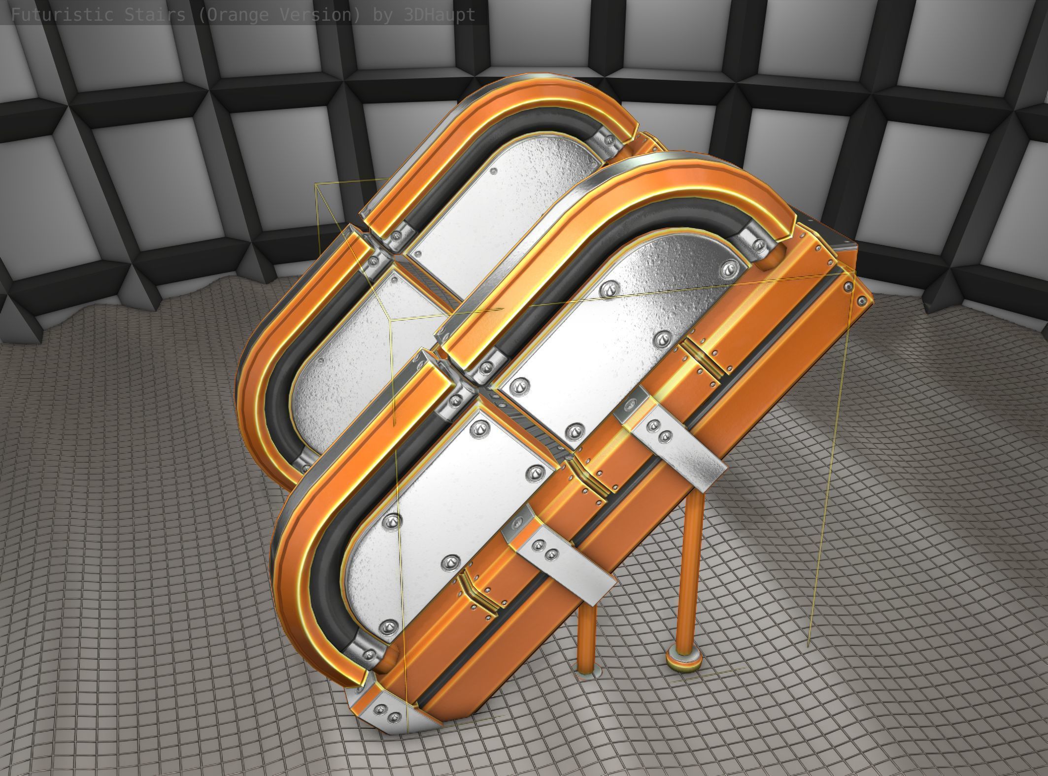 Sci-Fi Stairs - 32- Orange Version Low-poly 3D model_23