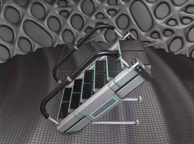 Sci-Fi Stairs - 5 - Silver Blue Neon Light Version 