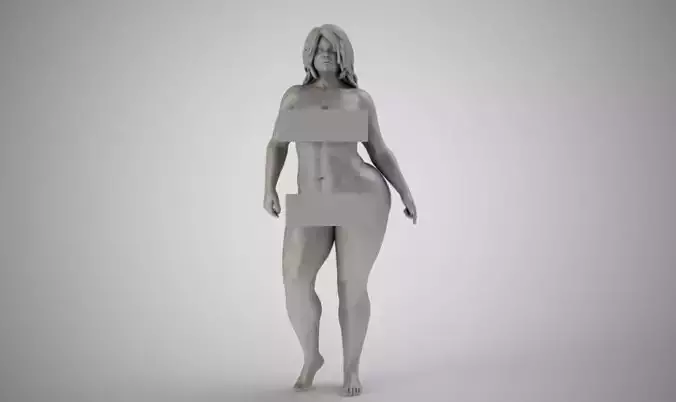 Fluffy woman in bikini