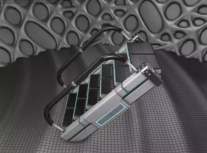Sci-Fi Stairs - 6 - Silver Blue Neon Light Version Low-poly 3D model Sci-Fi Stairs - 6 - Silver Blue Neon Light Version Low-poly 3D model