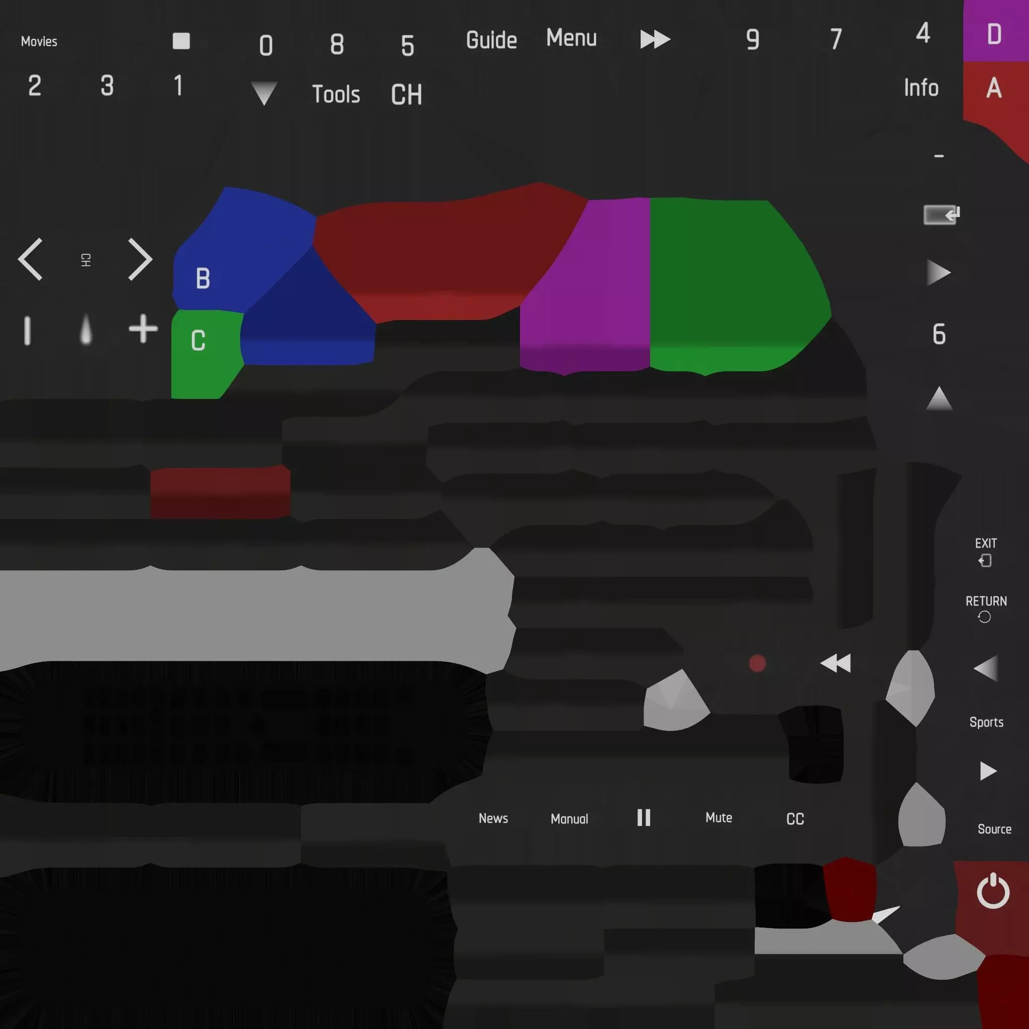 Smart TV Remote Low-poly 3D model_11