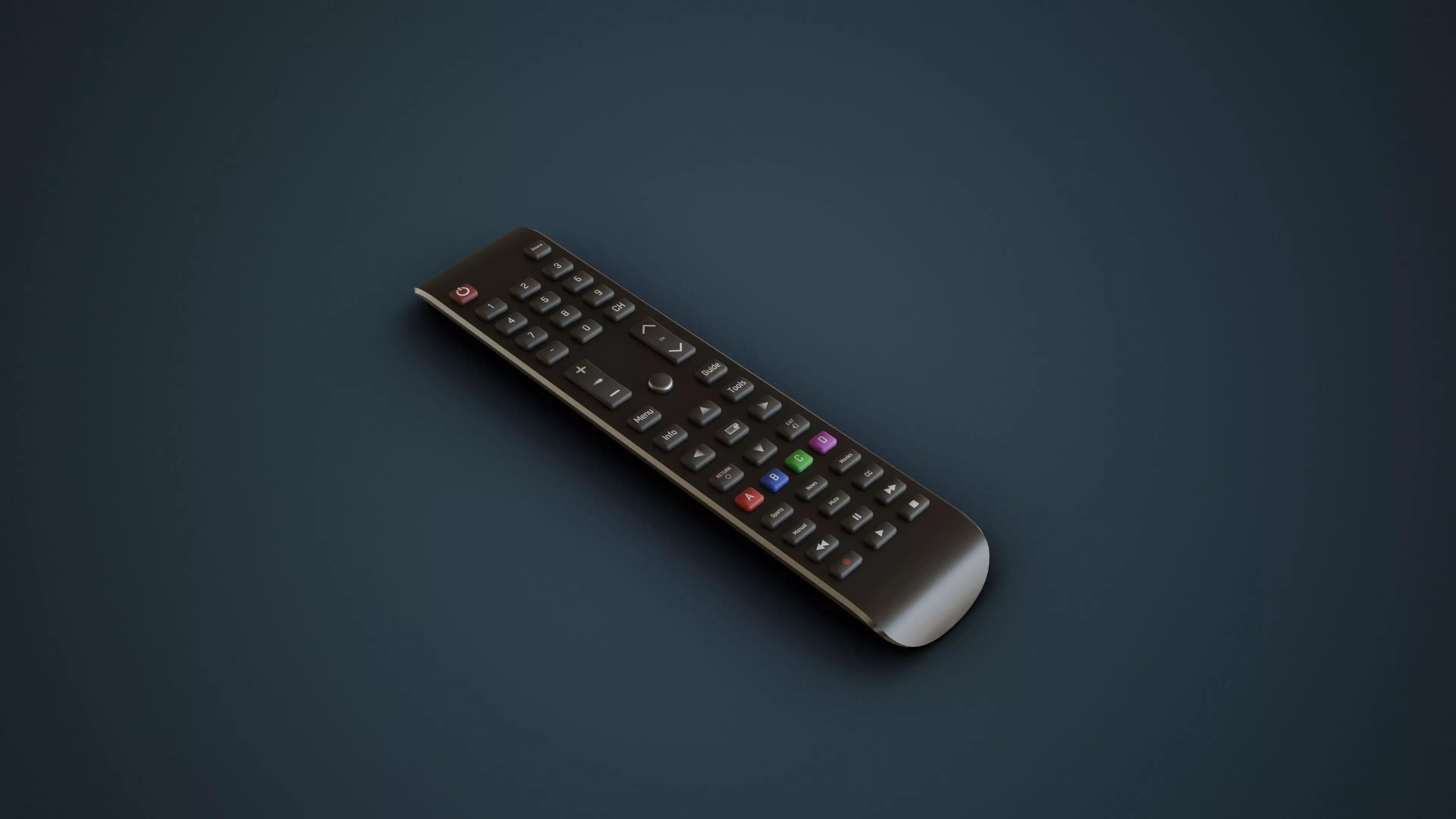 Smart TV Remote Low-poly 3D model_0