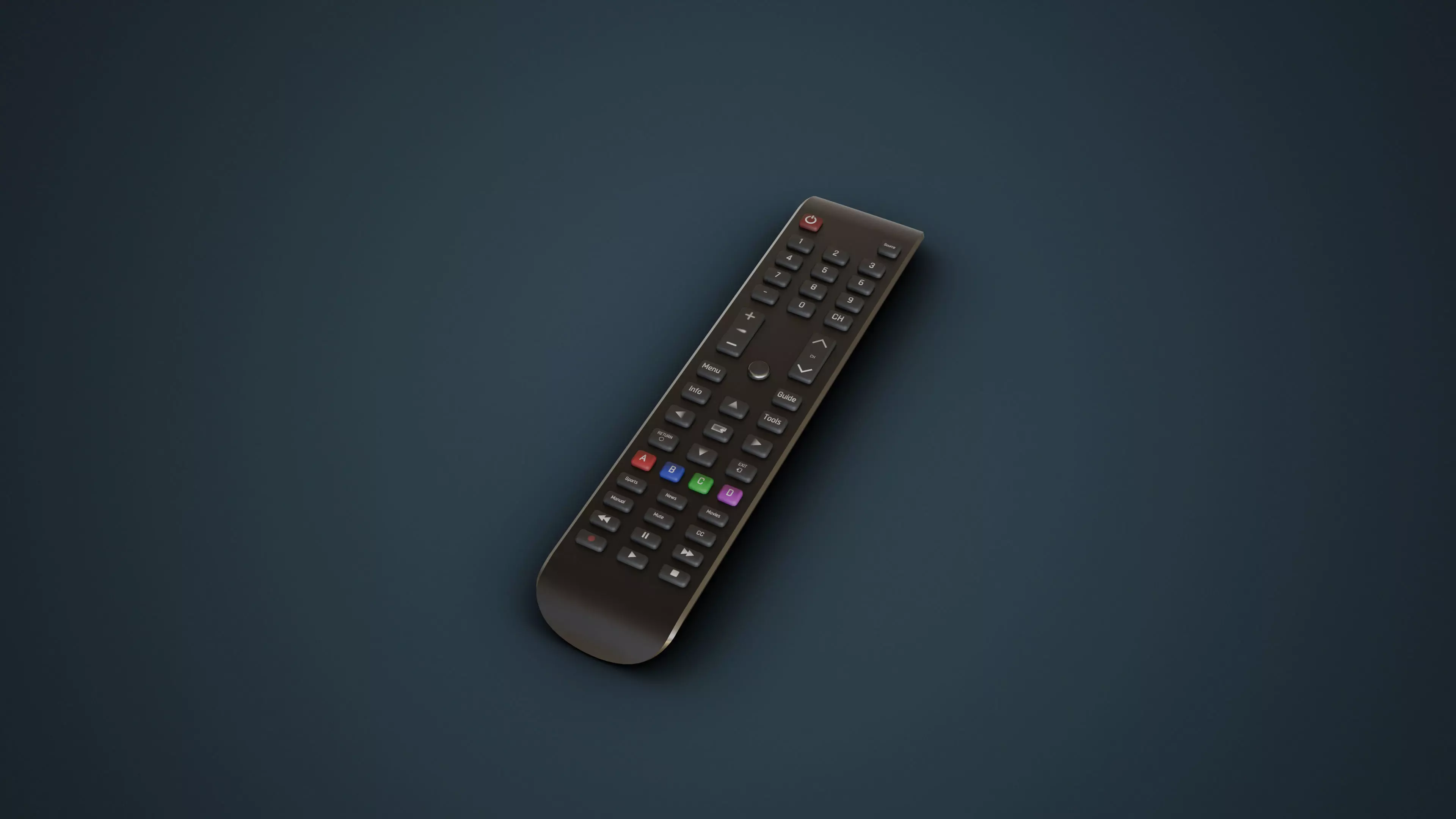 Smart TV Remote Low-poly 3D model_1
