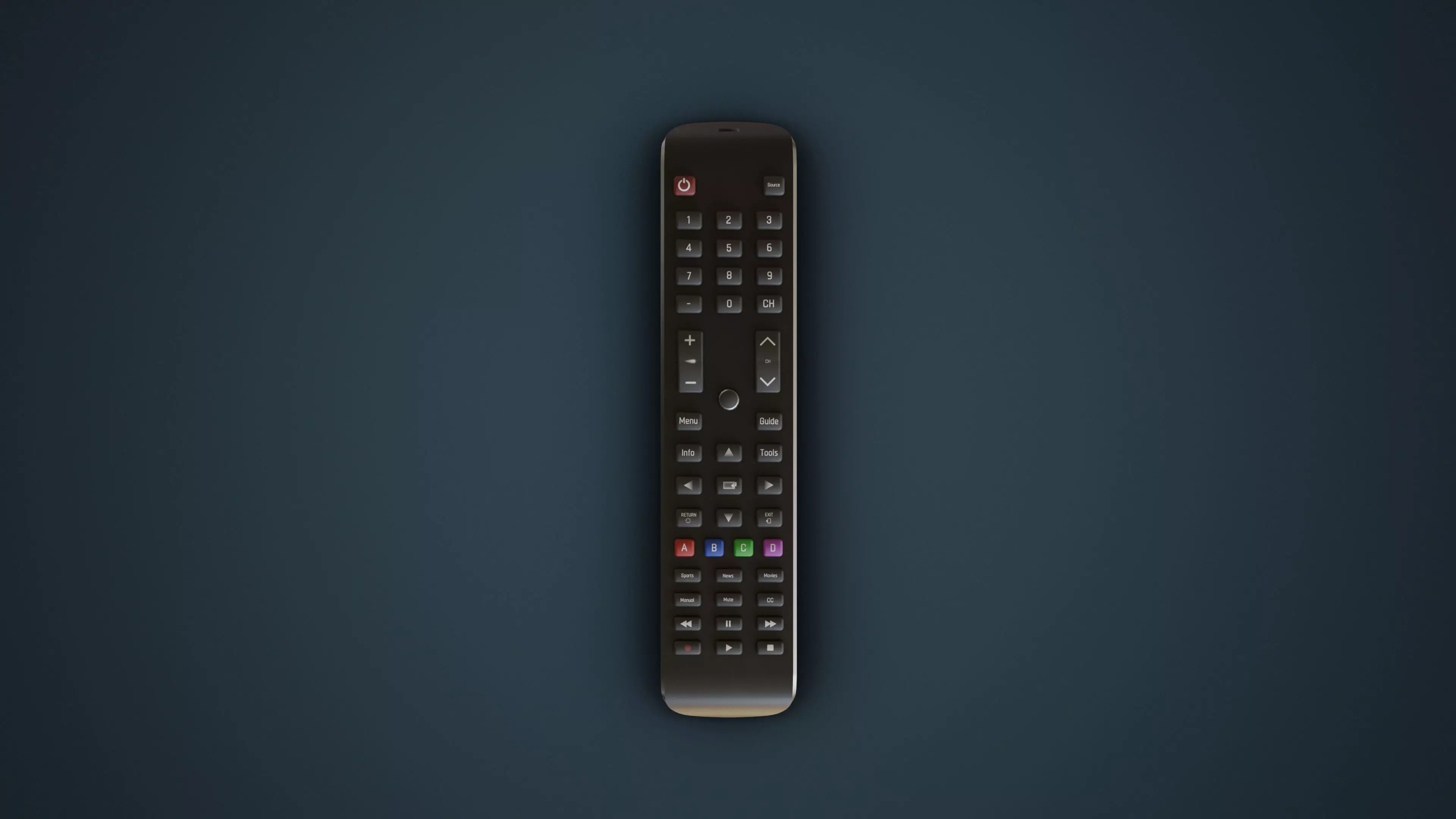 Smart TV Remote Low-poly 3D model_2