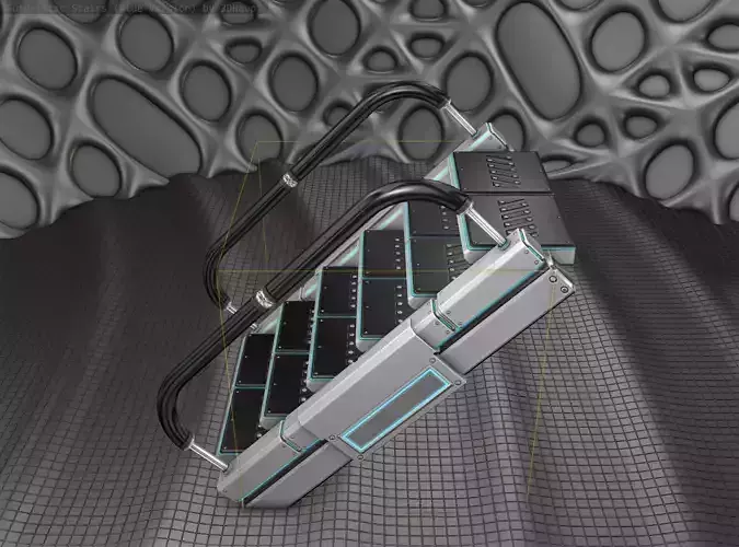 Sci-Fi Stairs - 7- Silver Blue Neon Light Version