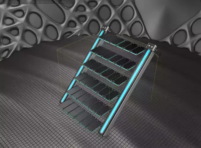 Sci-Fi Stairs - 14 - Silver Blue Neon Light Version Low-poly 3D model Sci-Fi Stairs - 14 - Silver Blue Neon Light Version Low-poly 3D model