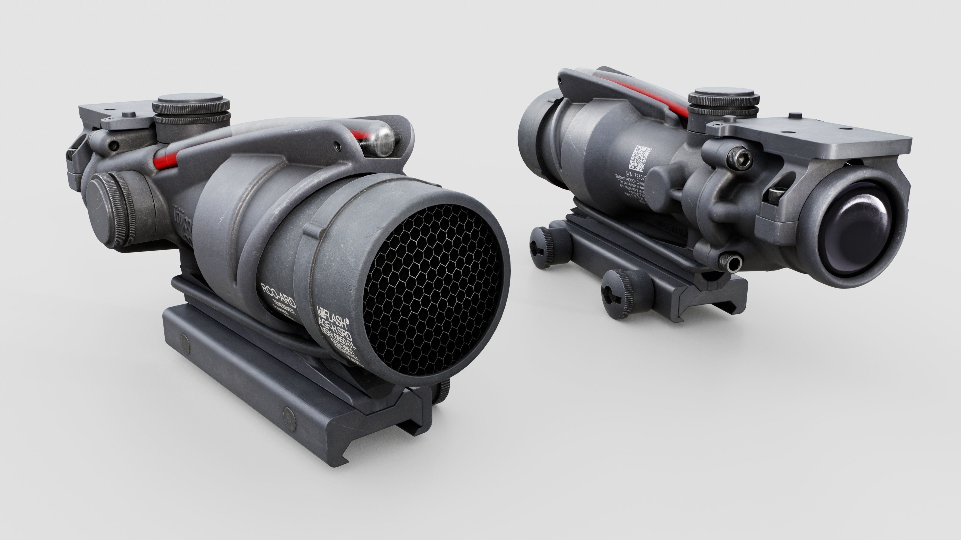 Complete rifle scope and red dot optic bundle 3D Model Collection_28