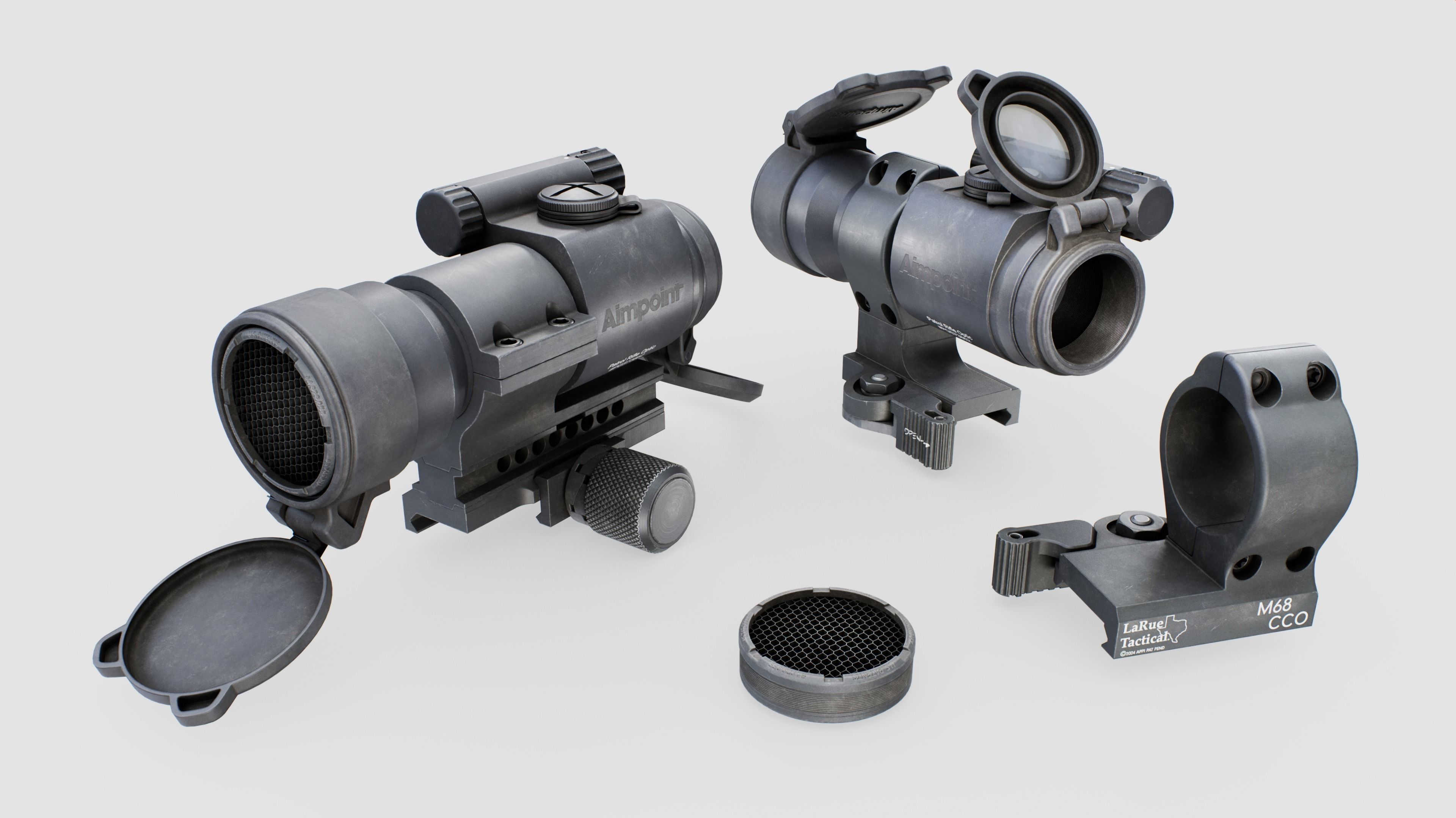 Complete rifle scope and red dot optic bundle 3D Model Collection_5