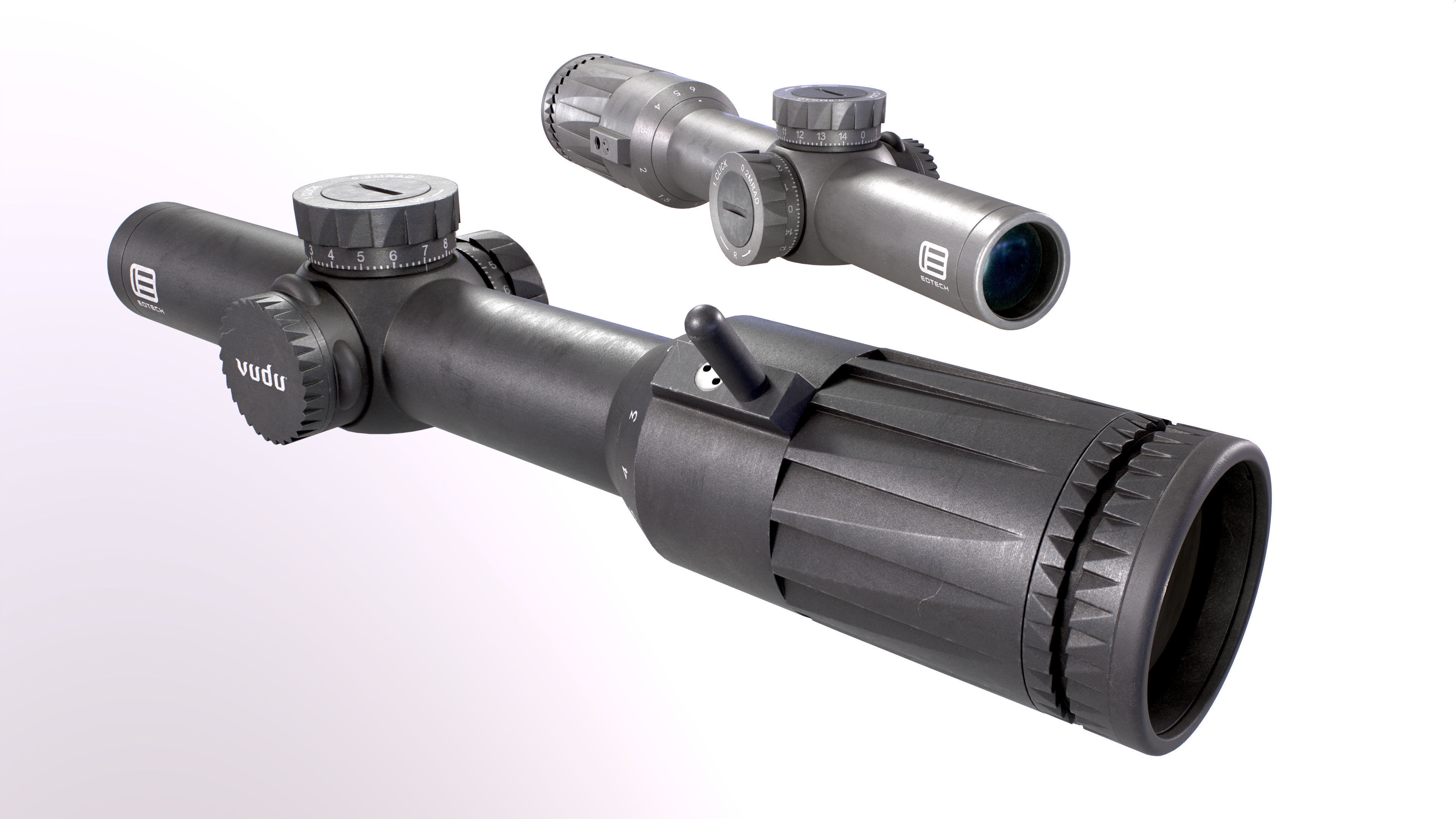 Complete rifle scope and red dot optic bundle 3D Model Collection_11