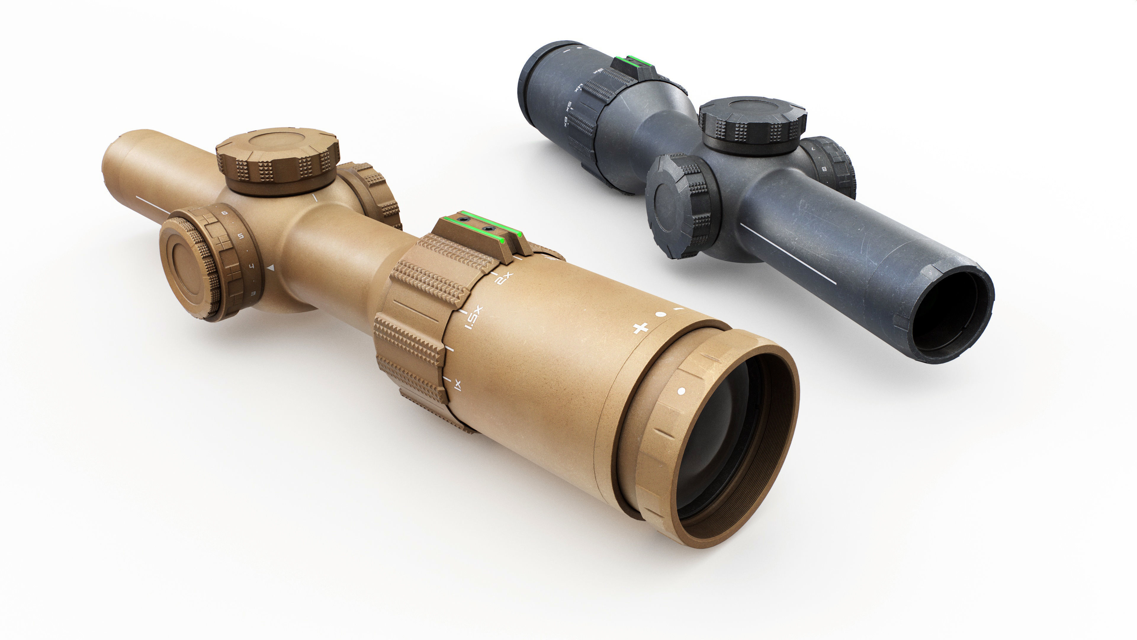 Complete rifle scope and red dot optic bundle 3D Model Collection_26