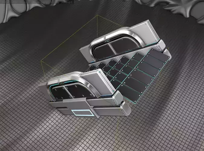 Sci-Fi Stairs - 23 - Silver Blue Neon Light Version 