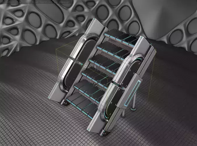 Sci-Fi Stairs - 24 - Silver Blue Neon Light Version