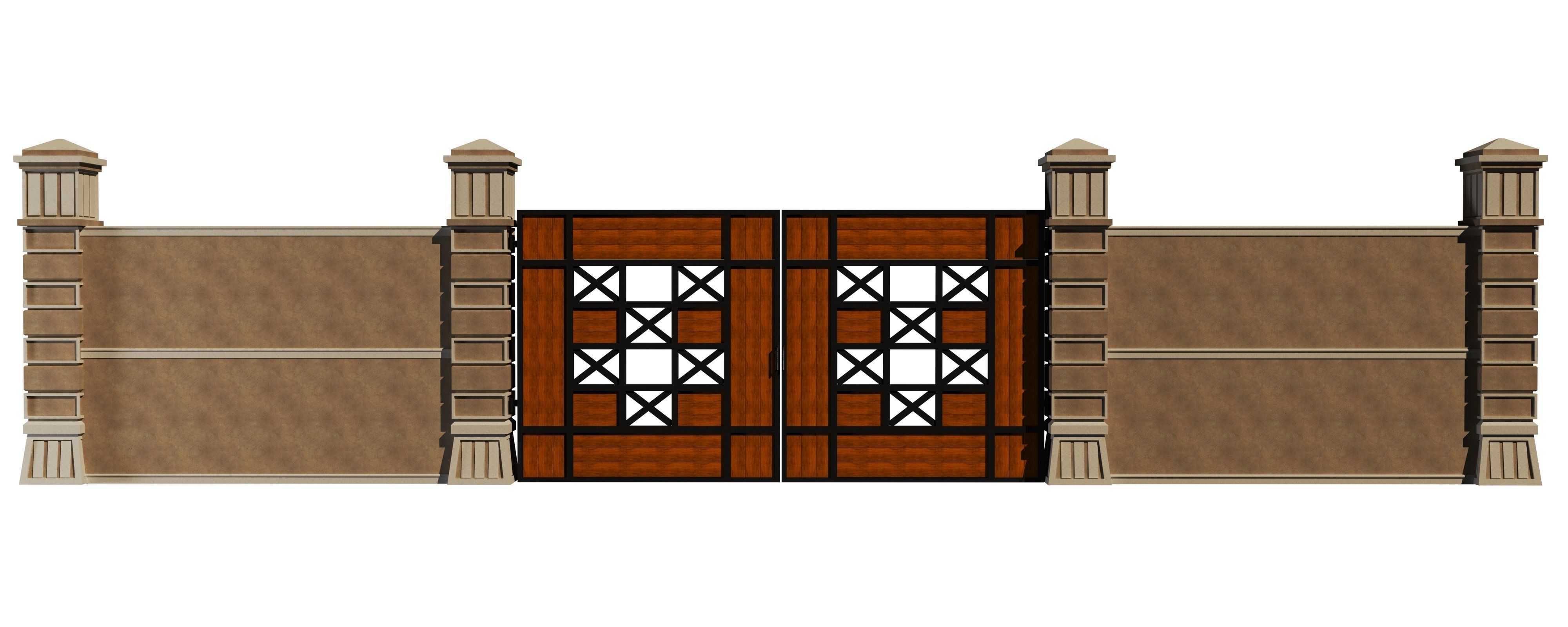 fence with gate 3D model_1