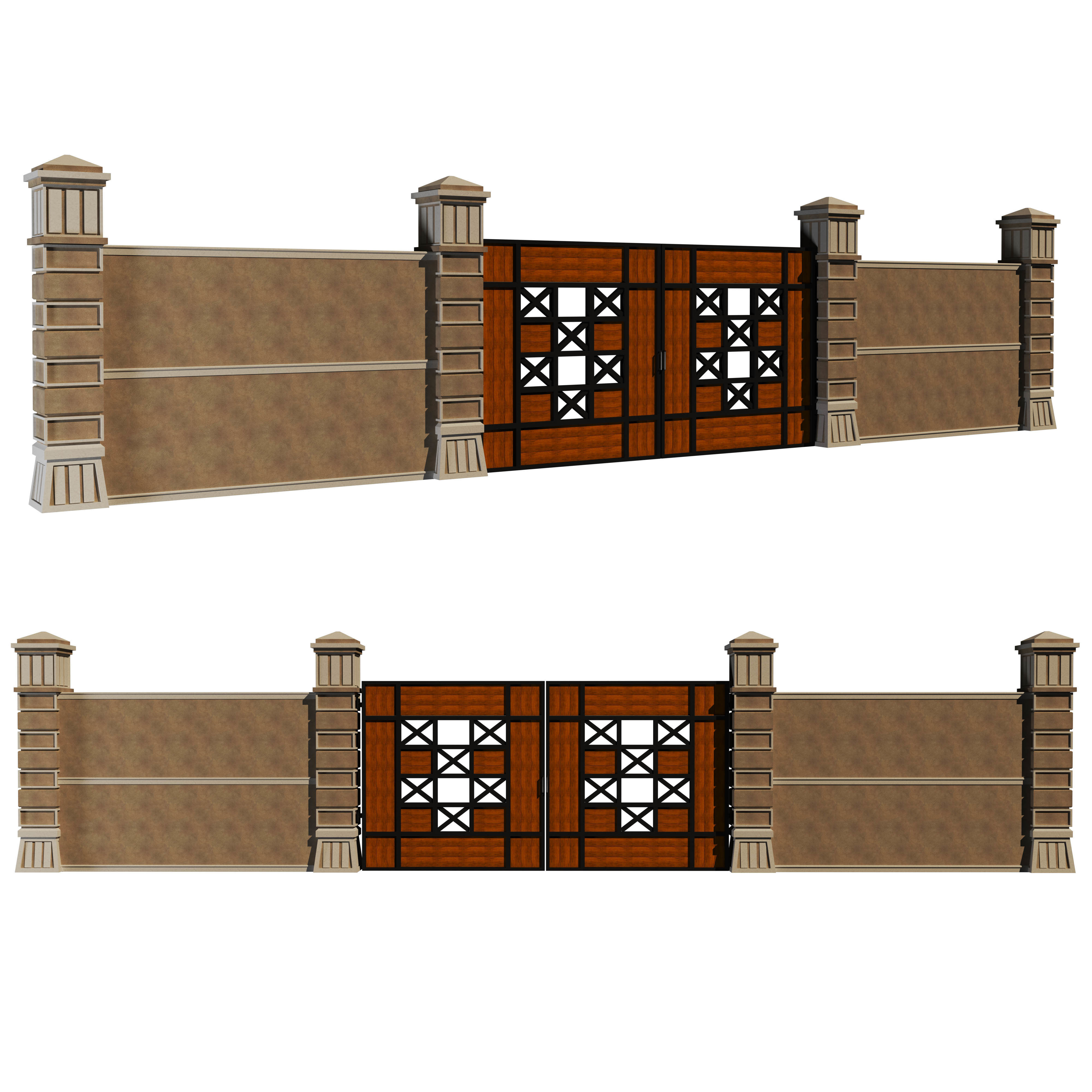 fence with gate 3D model_2