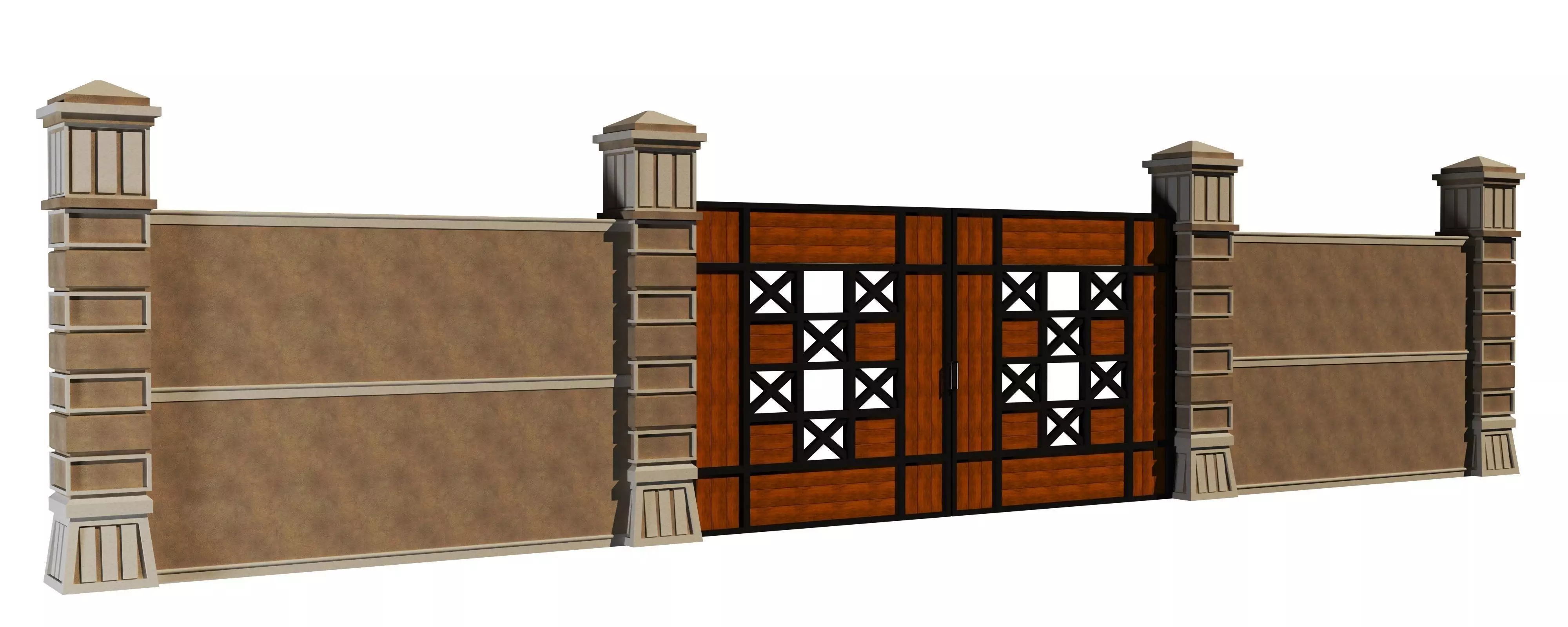 fence with gate 3D model_0