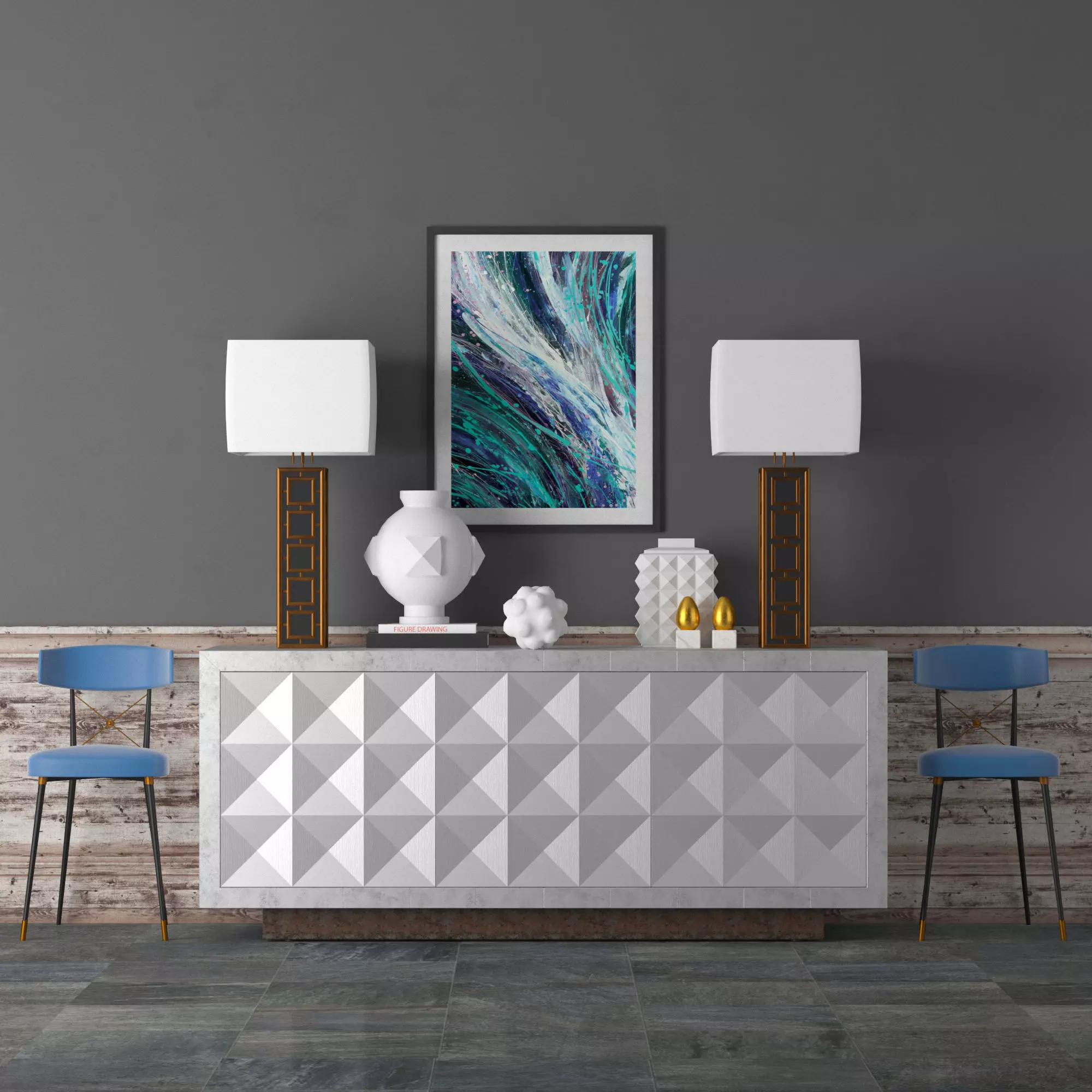 Console whith decor 2 3D model_0