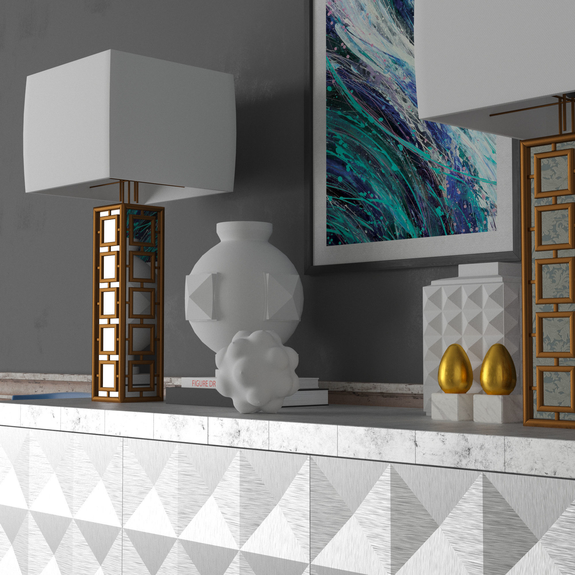 Console whith decor 2 3D model_2