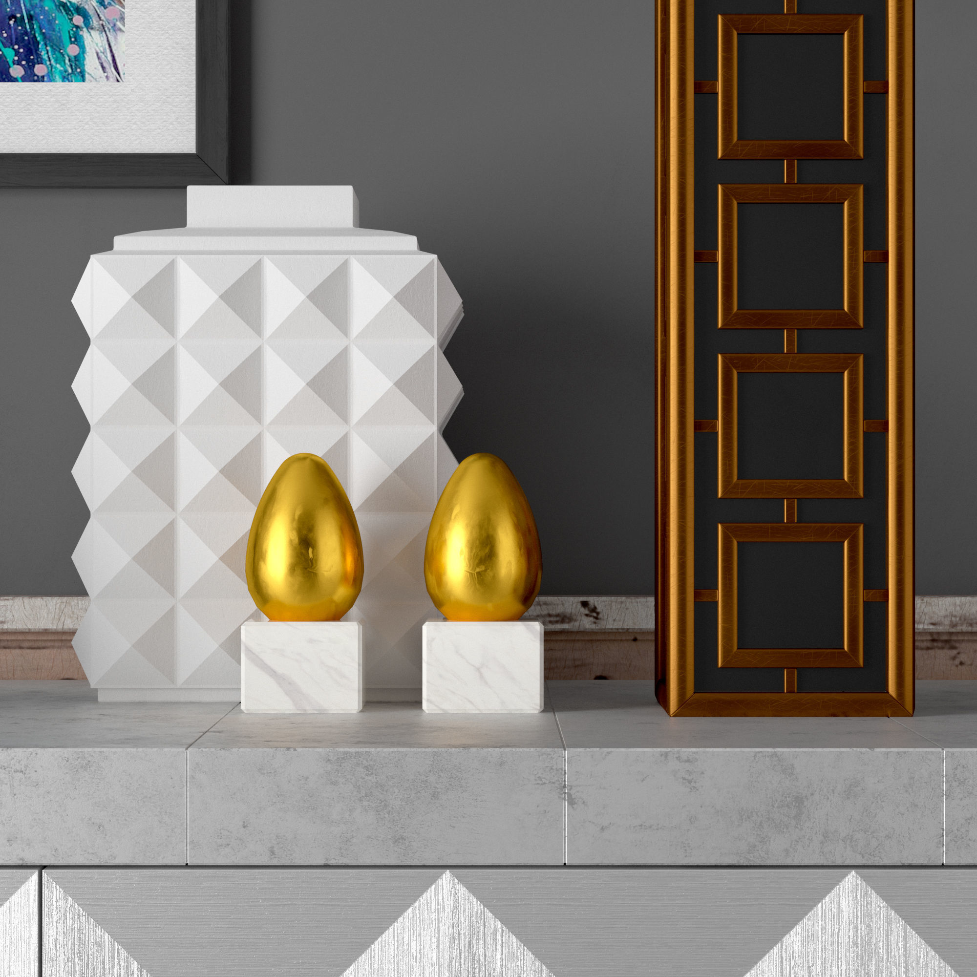 Console whith decor 2 3D model_4