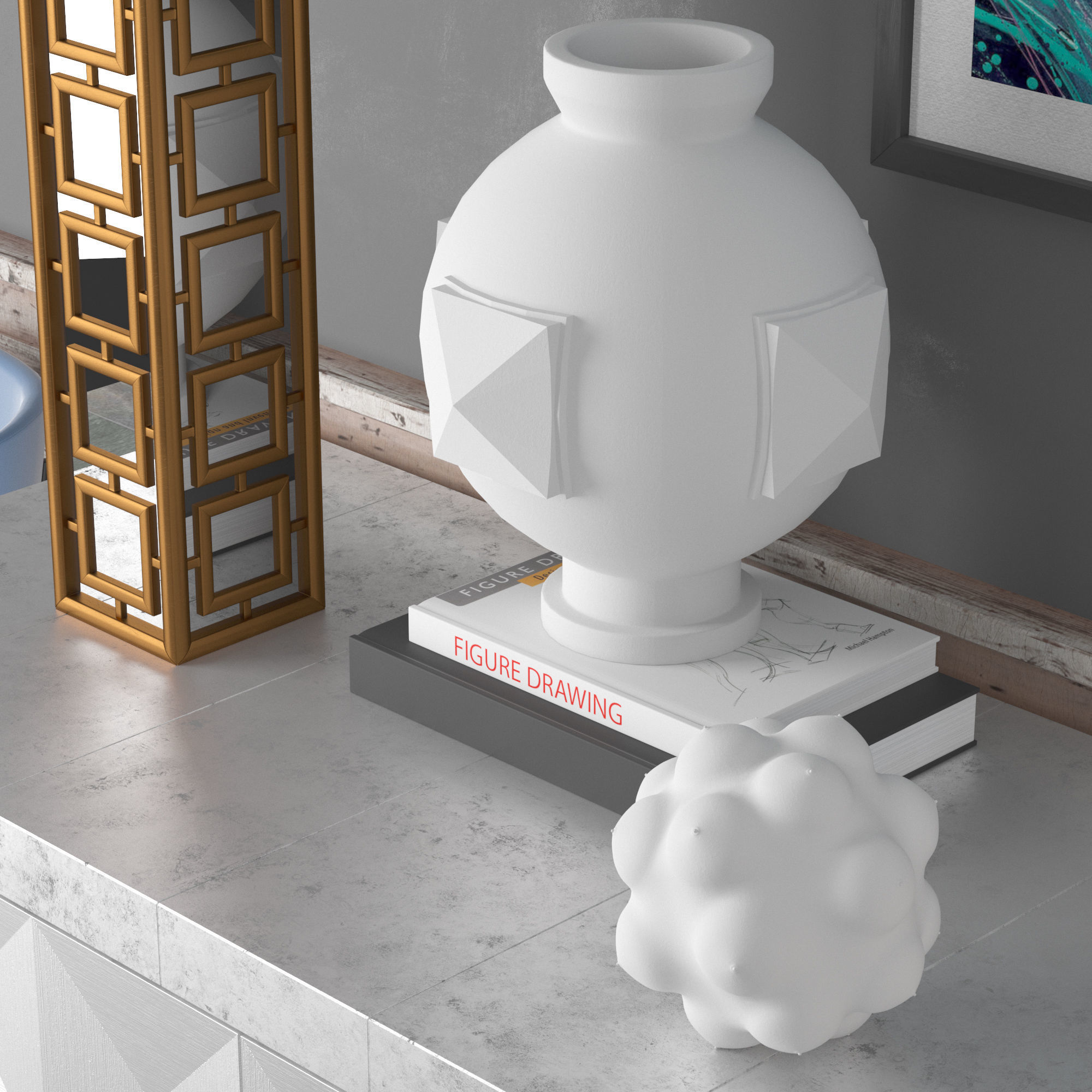 Console whith decor 2 3D model_3