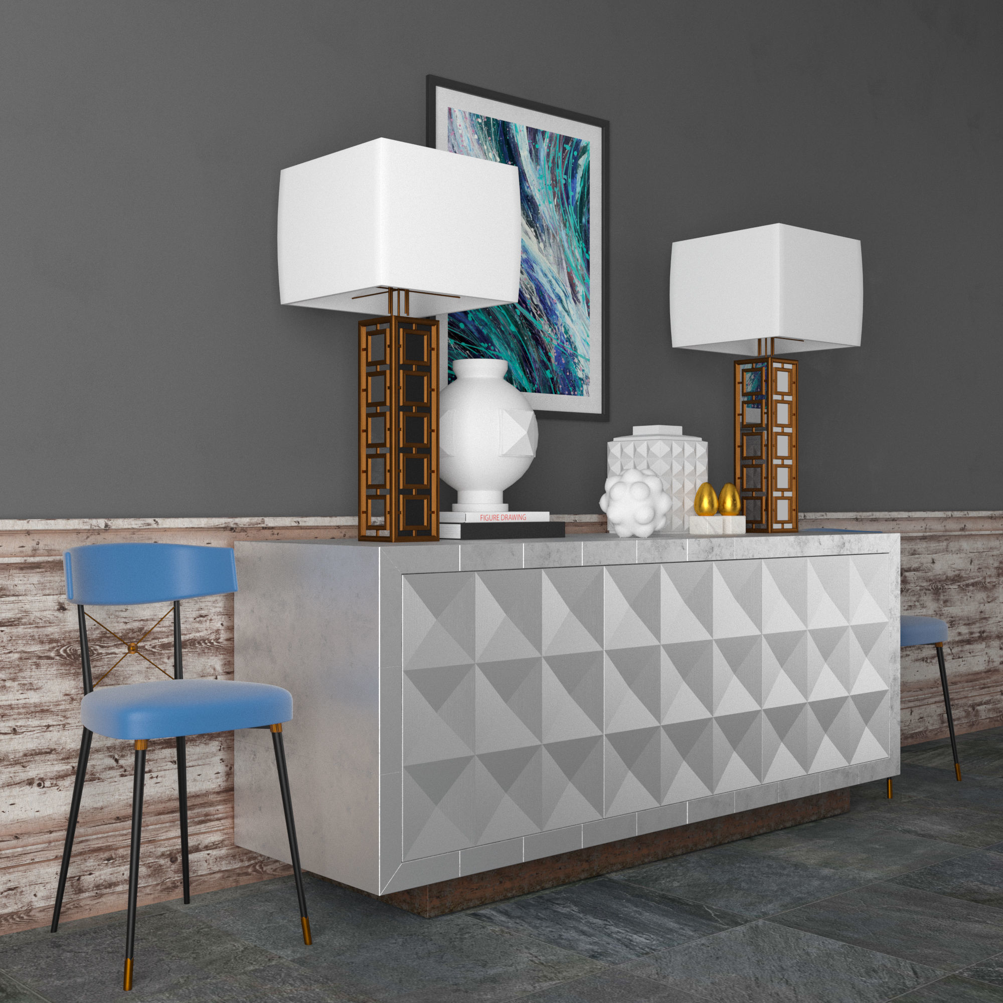 Console whith decor 2 3D model_1